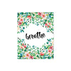 breathe surrounded by tropical vines and hibiscus and other tropical flowers on matte white paper 